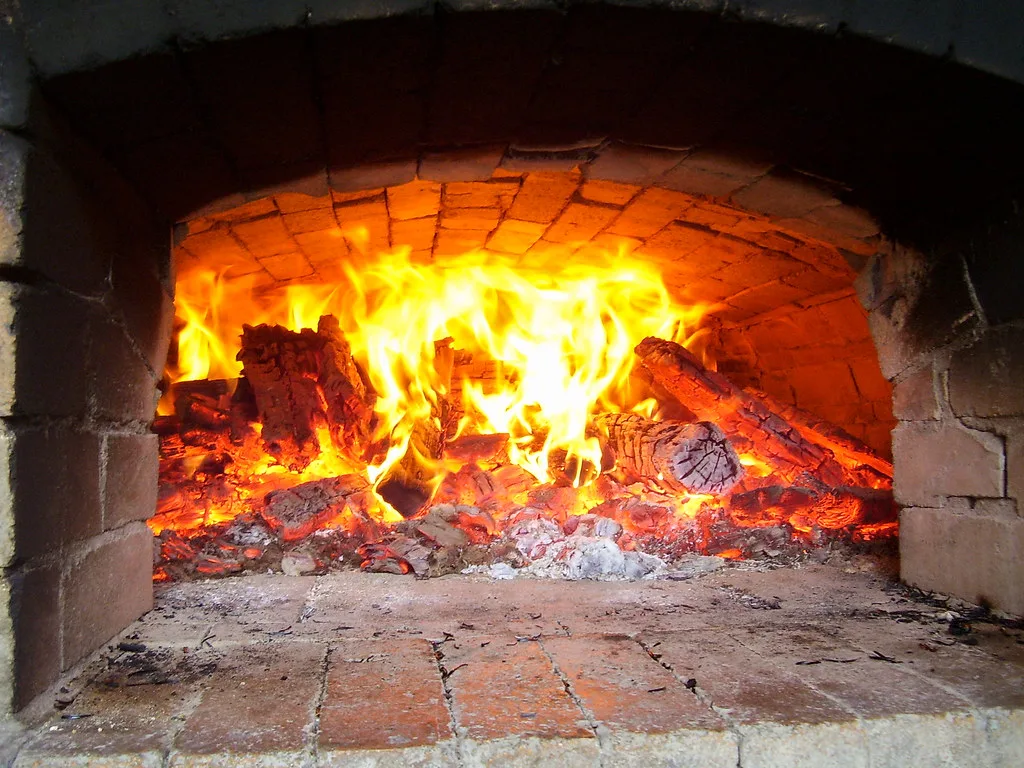 La flamme au fond du four à bois